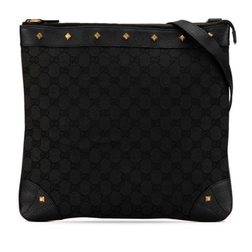 Gucci EC Canvas Studded Shoulder Bag 120894 Black Leather Women's GUCCI