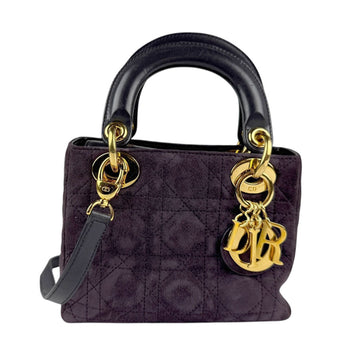 Christian Dior handbag shoulder bag Lady suede leather purple black gold women's z5025