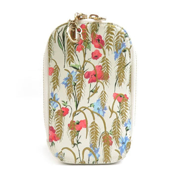 Christian Dior Phone Holder Pouch Leather Ivory x Multicolor Women's r10278a