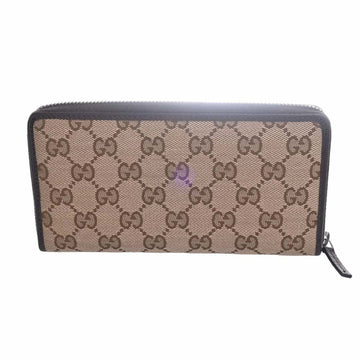 GUCCI EC Canvas Round Long Wallet 307980 Beige Brown Women's