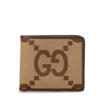 Gucci Jumbo EC Canvas Bi-fold Wallet 699308 Beige Brown Leather Women's GUCCI