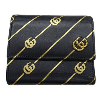 GUCCI Wallet for Women and Men, Tri-fold Wallet, EC Marmont Leather, Black Gold, 548076