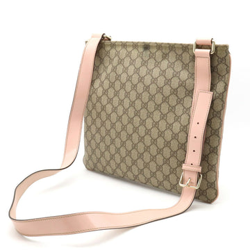 GUCCI EC Supreme Plus Shoulder Bag PVC Patent Leather Khaki Beige Baby Pink 201446