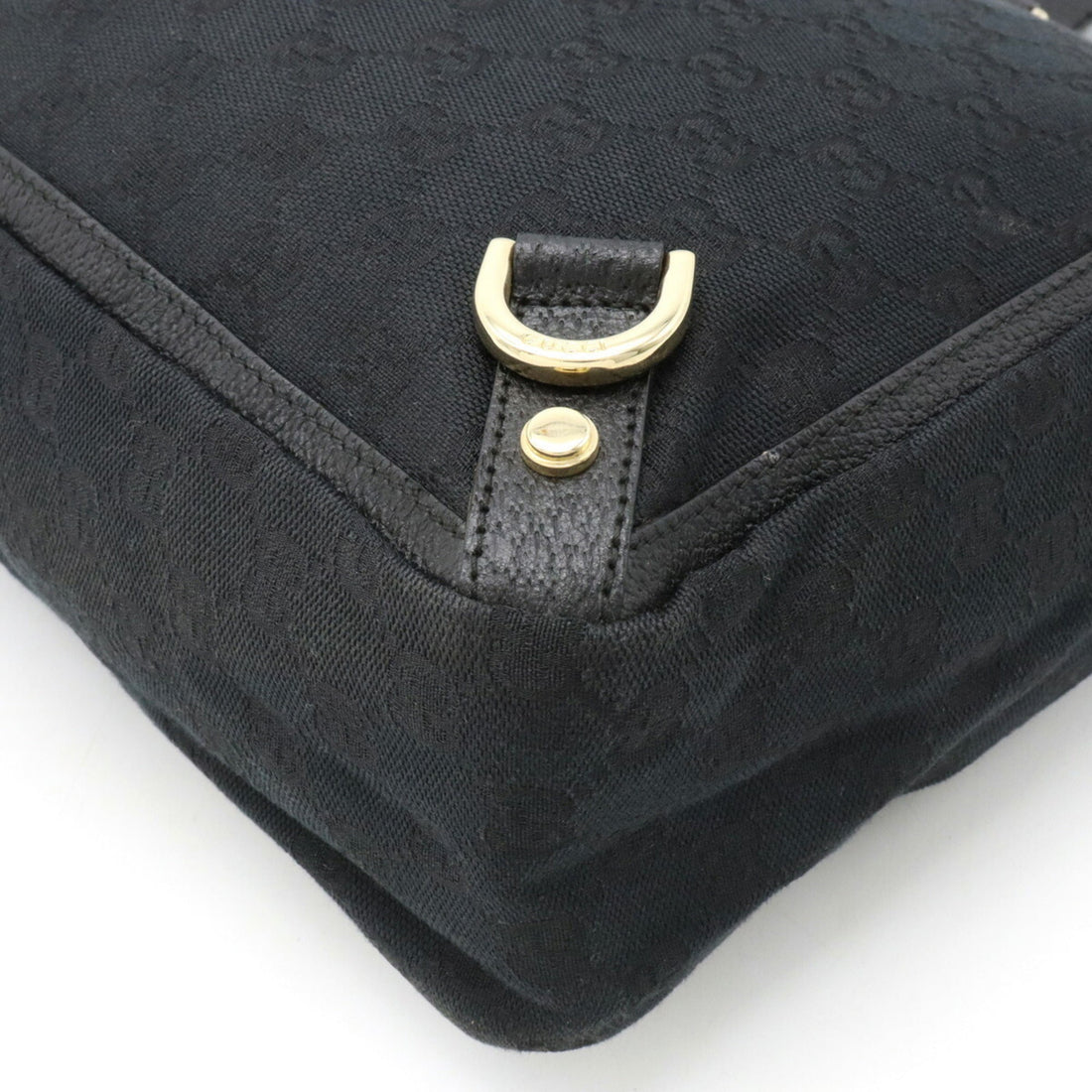 GUCCI Abbey EC Canvas Tote Bag Shoulder Leather Black 141472