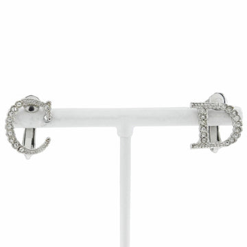 Christian Dior CD Earrings x Rhinestones Silver Approx. 3.9g Women's