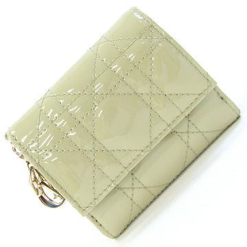 Christian Dior Dior Tri-fold Wallet Lady Lotus S0181OVRB Green Patent Calfskin Cannage Women's DIOR