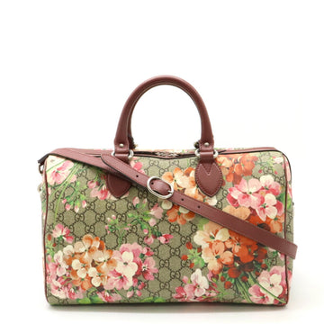 GUCCI EC Blooms Handbag Boston Bag Shoulder Flower PVC Leather Beige Pink 409527