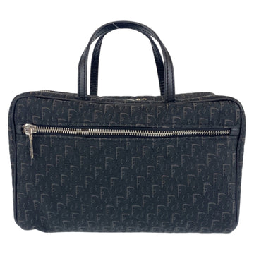 Christian Dior Trotter Oblique Street Chic Black Silver Hardware Canvas Leather MC0053 Handbag Vanity Bag for Women