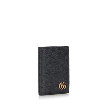 Gucci EC Marmont Double Card Case Business Holder 428737 Black Leather Ladies GUCCI