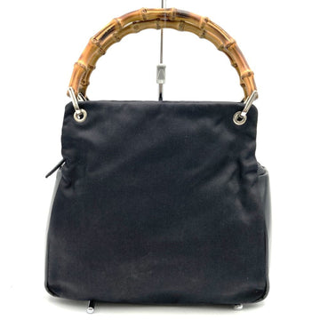 GUCCI 000-1014 Bamboo Handbag Black Nylon Women's