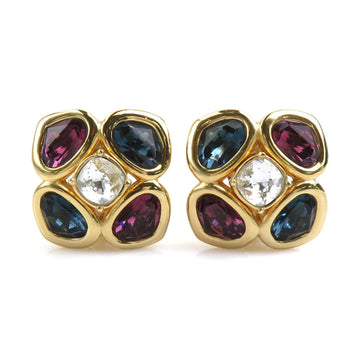 Christian Dior Earrings Metal Glass Stone Gold x Multicolor Women's h31080j