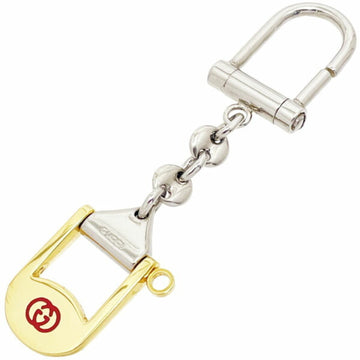Gucci Keychain Double G Metal Gold Silver GUCCI EC Old Keyring TT-14355