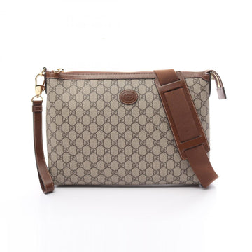 Gucci Interlocking G EC Supreme Shoulder Bag Coated Canvas Leather Men's Beige Brown 79208492THG8563