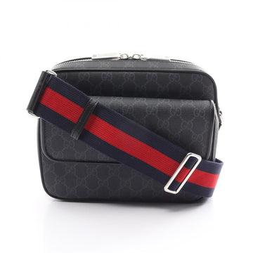 Gucci EC Supreme Small Crossbody Shoulder Bag Coated Canvas Leather Men's Black Grey 795479FADJA1042