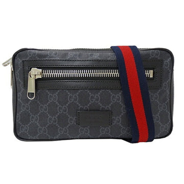 GUCCI Bag Men's Body Waist EC Supreme Web Black 474293 Compact