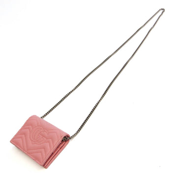 GUCCI EC Marmont 625693 Women's Leather Chain/Shoulder Wallet Pink