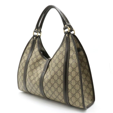 GUCCI Jackie EC Plus Supreme Shoulder Bag PVC Leather Khaki Beige Dark Brown 203494