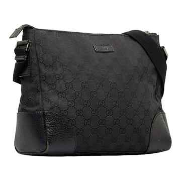 GUCCI EC Canvas Shoulder Bag 114273 Black Leather Women's