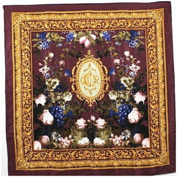 Christian Dior Silk Large Scarf Muffler Brown Women's