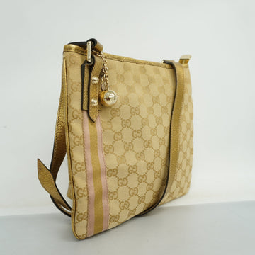 GUCCI  EC Canvas Shoulder Bag 144388 Women's Leather Beige,Gold