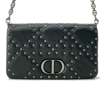 Christian Dior Dior Chain Shoulder Bag Caro Cannage Studs Leather Christian Wallet Black