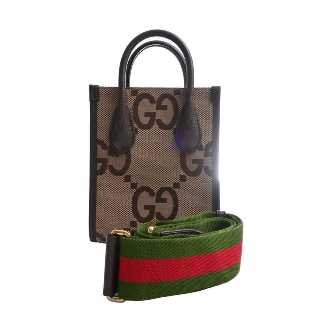 GUCCI Jumbo EC Canvas Leather Tote Bag Shoulder 699406 Beige/Brown Women's