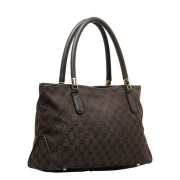 GUCCI EC Canvas Handbag Shoulder Bag 290826 Brown Leather Women's