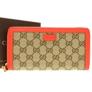 GUCCI EC Canvas Beige Orange 388637 Round Long Wallet