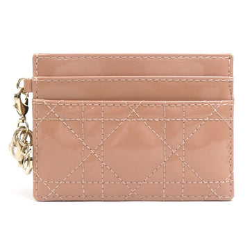 Christian Dior Business Card Holder/Card Case Holder Enamel Pink Beige Women's 56018a