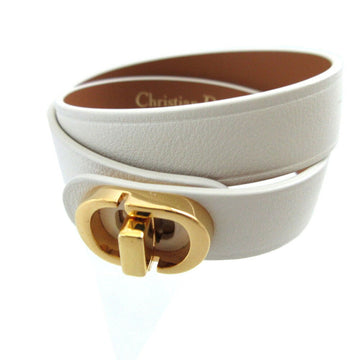 Like new Christian Dior 30 Montaigne B1760 Medium size leather ivory white double-strand double bracelet 0318