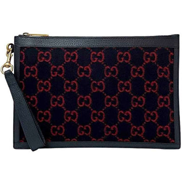 Gucci clutch bag ec-21864 navy red 597627 with strap wool leather 562600 GUCCI EC handbag for women unisex