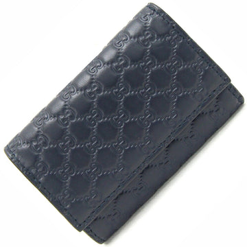 Gucci 6-Key Case Micro Guccissima 150402 Navy Leather Key Ring Keys Men's GUCCI