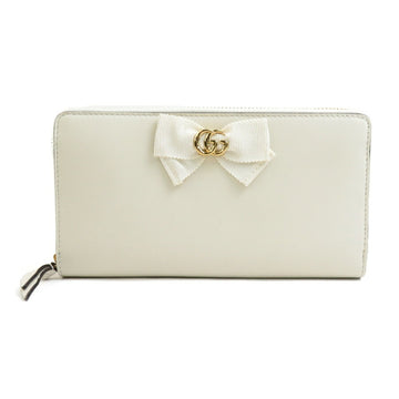 GUCCI Round Long Wallet EC Marmont Leather White Women's 435819 r10323a