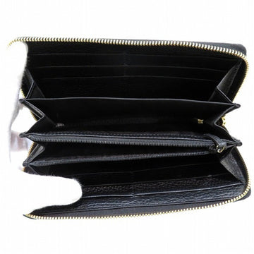 GUCCI EC Marmont 456117 Black Round Zipper Long Wallet Ladies