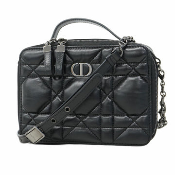 Christian Dior Box Bag Macrocannage Calfskin Black Women's