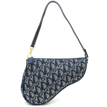 Christian Dior Saddle Bag Handbag Trotter Canvas x Leather Navy 352473