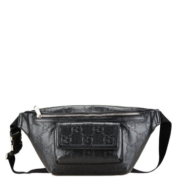 Gucci EC embossed body bag/waist bag 645093 black leather women's GUCCI