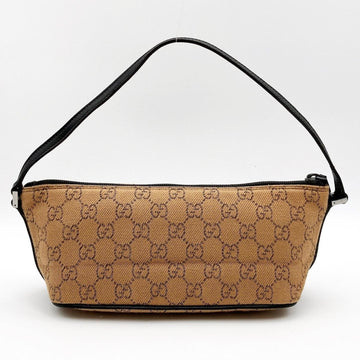 GUCCI 07198 Accessory Pouch Cosmetic Camel x Dark Brown CS Canvas Women's