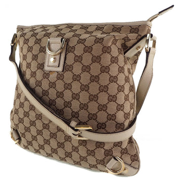 Gucci 131326 EC Canvas x Leather Beige Women's Shoulder Bag