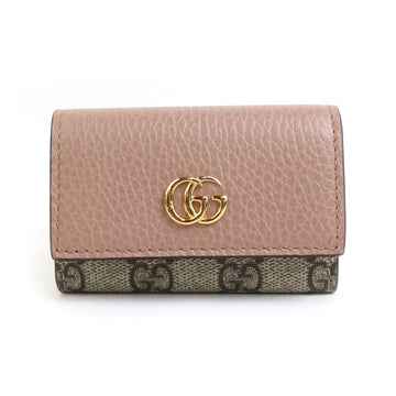 GUCCI Key Case EC Marmont Supreme Canvas Leather Pink x Brown Men's Women's 456118 h30848f