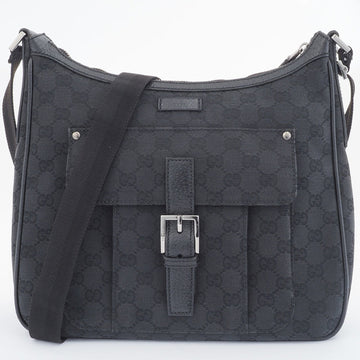 Gucci EC Canvas Shoulder Bag Black 114272 Women's Leather Crossbody GUCCI