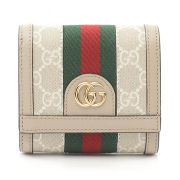 GUCCI Ophidia EC Wallet Sherry Line Bi-fold PVC Coated Canvas Leather Women's Beige / Multicolor 598662UULAG9682