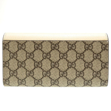GUCCI EC Marmont 456116 Continental Supreme Leather Beige White Bifold Long Wallet