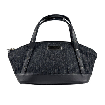 Christian Dior handbag Trotter canvas leather black silver women's z5315