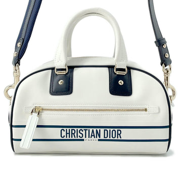 Christian Dior Dior Handbag Vibe Small Bowling Bag Leather M6209OOBR Christian 2way Shoulder White Sale Item