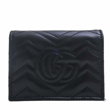 GUCCI EC Marmont Leather Bifold Wallet 443125 Black Women's