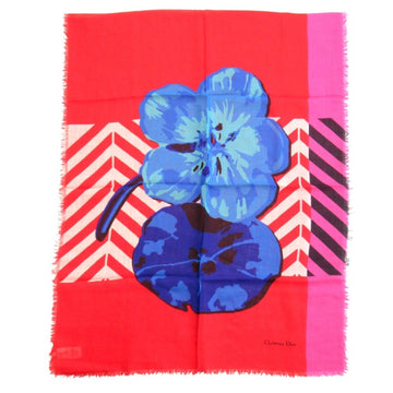 Christian Dior Cashmere Stole/Scarf D-Flower Pop Large Floral Shawl Red Blue Pink Men's Women's