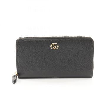 GUCCI Petit Marmont EC Round Long Wallet Leather Women's Black 456117