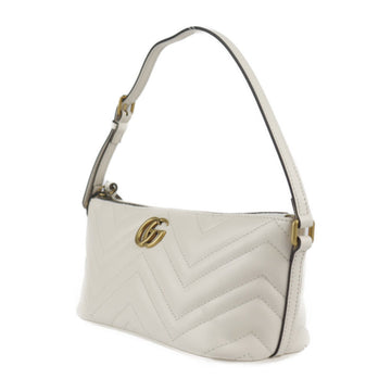 GUCCI EC Marmont Shoulder Bag 739166 White Ivory Gold Hardware Quilted Handbag