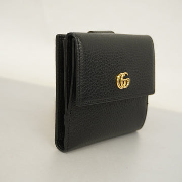 GUCCI  EC Marmont Gold Hardware 456122 Women's Leather Wallet Black